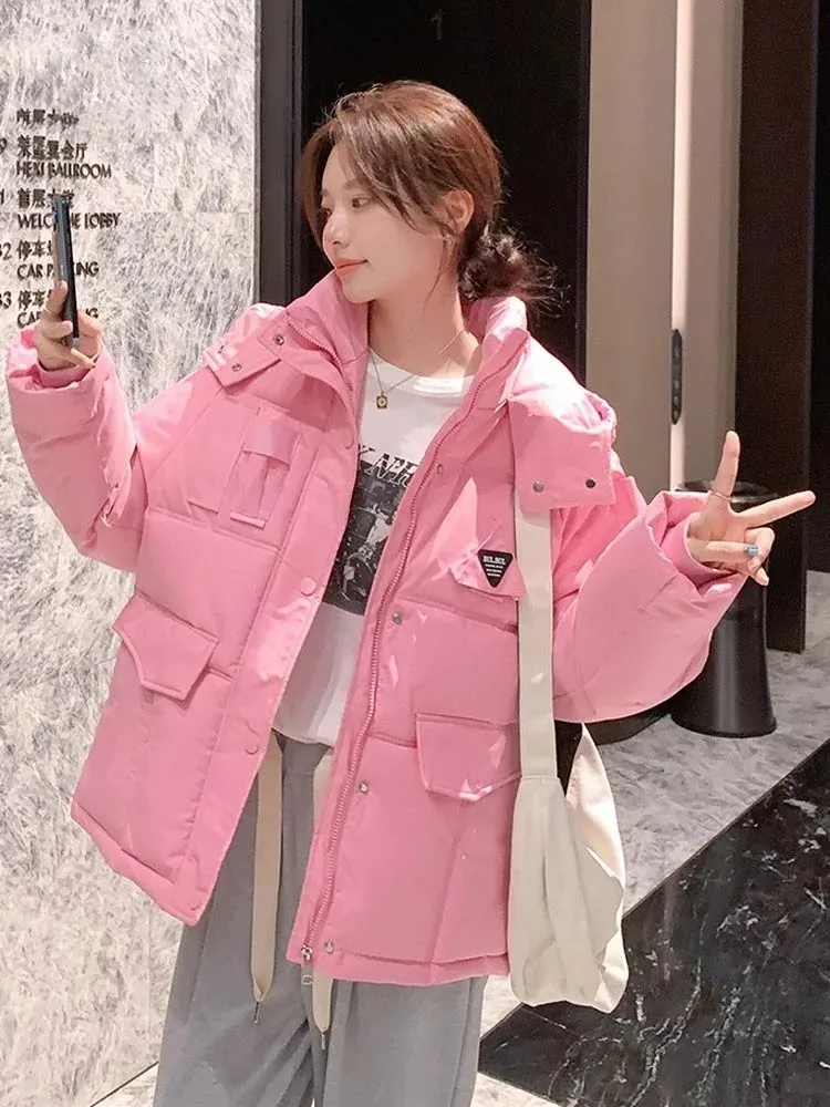 

2022 New Winter Clothes Women's Down Cotton Padded Jacket Korean Loose Warm Thicken Hooded Parkas Coat Female Outwear