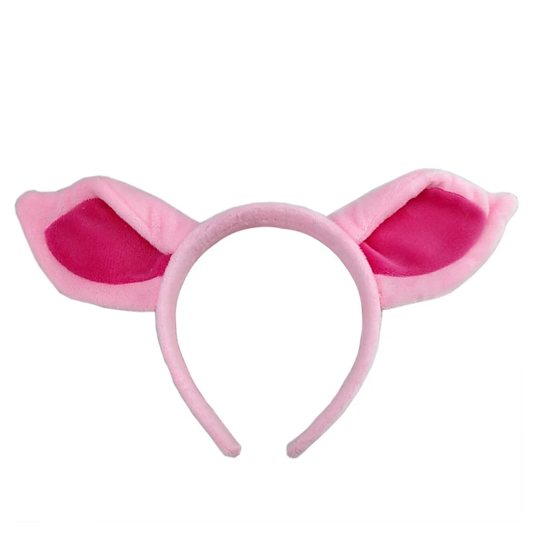 

Plush Cartoon Jungle Zoo Animals Headbands Favor Pink Pig Ears Tail for Kids Adult Birthday Party Wedding Cosplay Costume