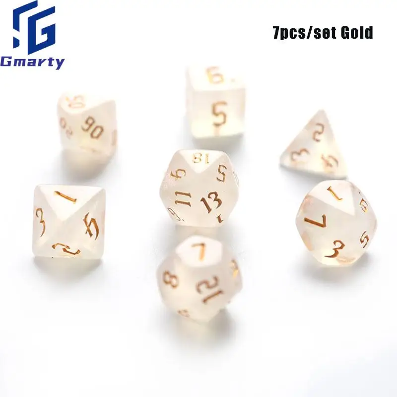 

7pcs/set Iridescent Glitter Party Carved Pattern Polyhedral Dice Set D4 D6 D8 D10 D% D12 D20 For Board Game