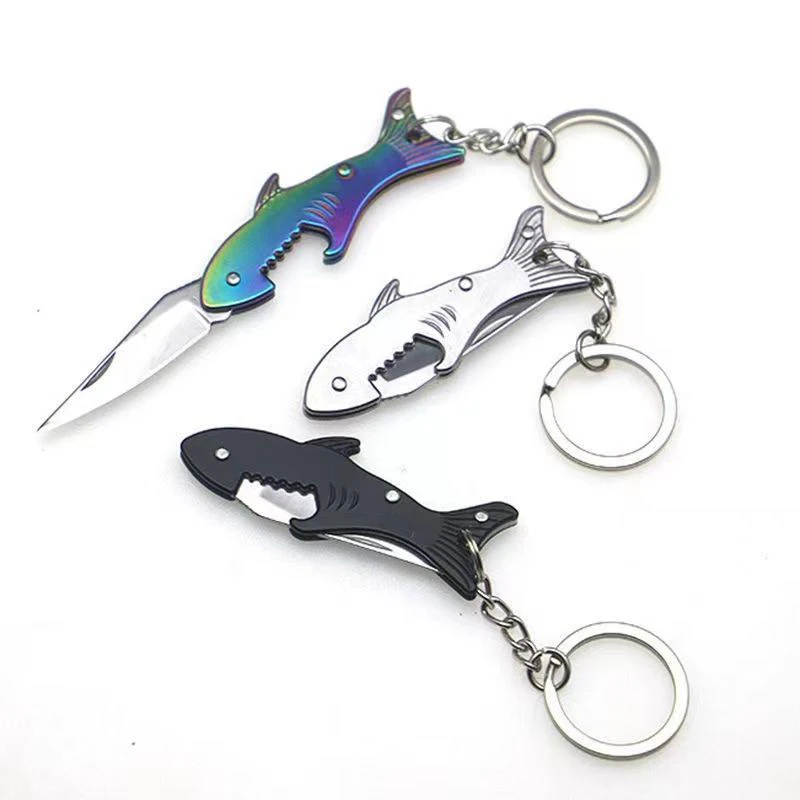 Открывалка для пива в уличном стиле брелок ключей форме акулы складной нож