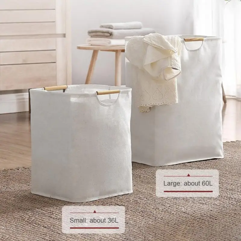 

Bathroom Laundry Storage Basket Portable Fabric Dirty Clothes Basket Japanese Simple Cotton And Linen Household Bedroom