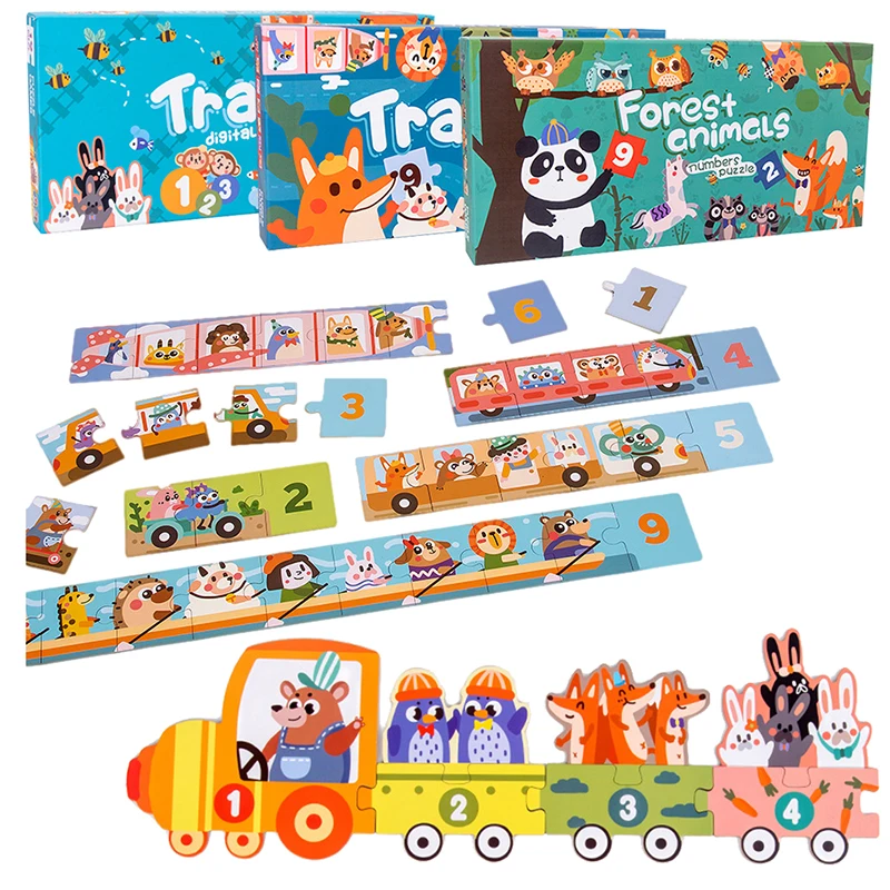 

Montessori Children Digital Animal Puzzle Toys Numbers Color Jigsaw Matching Games Early Educational Wooden Toy For Toddler Gift