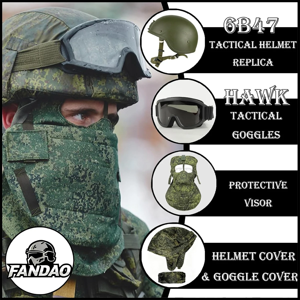 Фото Ratnik 6b47 комплект шлема с чехлом для шлема, очки, защитная броня для лица, тактическая защитная тяжелая броня для страйкбола, аксессуары, снаряжение №1