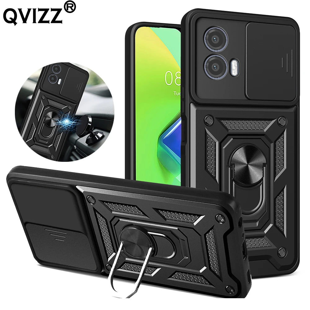 

Slide Camera Case for Motorola Moto G53 5G Car Magnetic Ring Holder Armor Shockproof Soft Edges Phone Cover MotoG53 MotorolaG53