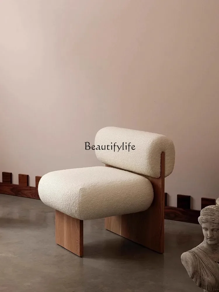 Стул Wabi Sansan из ягненка и флиса обеденный стул массива дерева в скандинавском