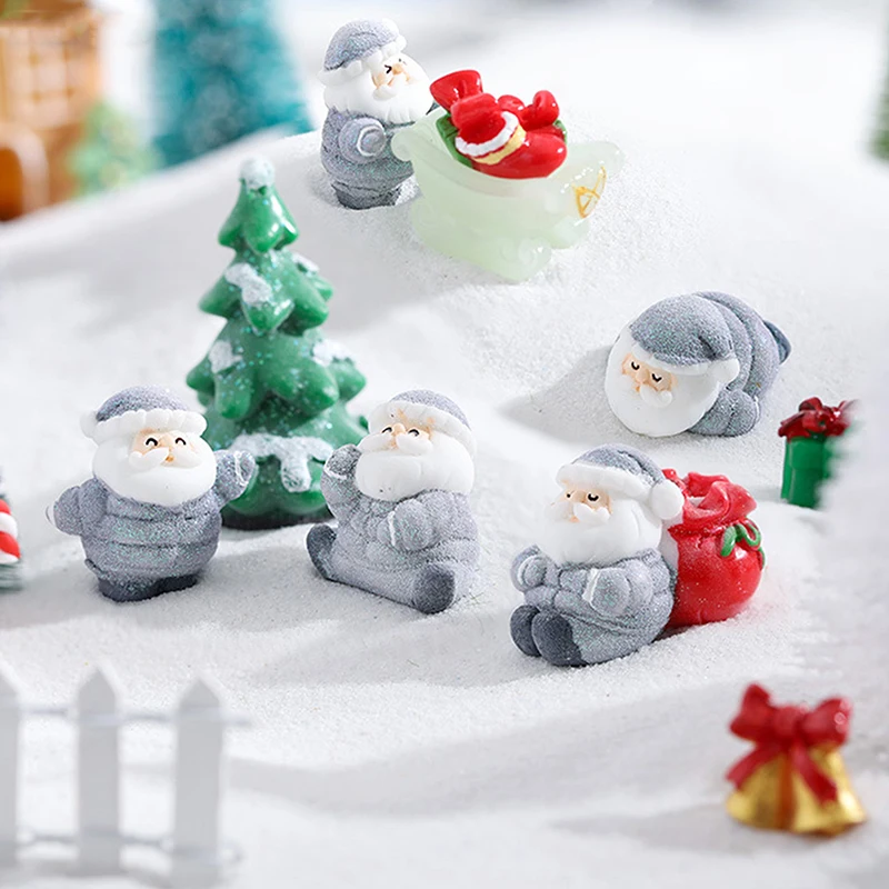 

Christmas Miniature Ornaments Mini Resin Santa Claus Snowman Figurine Bonsai Ornament Micro Landscape Decorations