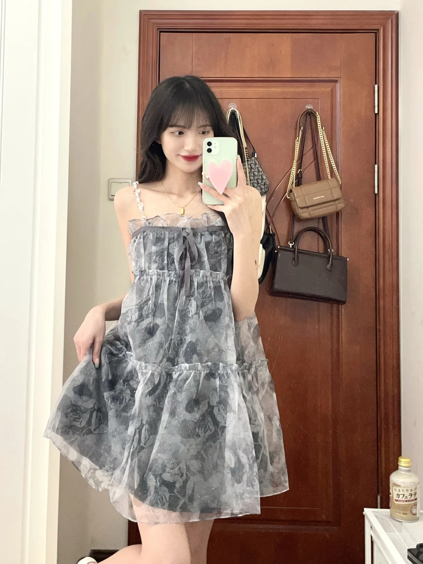 

Early Dream Galaxy Rose Organza Puffy Girl's Dress Women's Summer Temperamental Fairy Suspender Dress