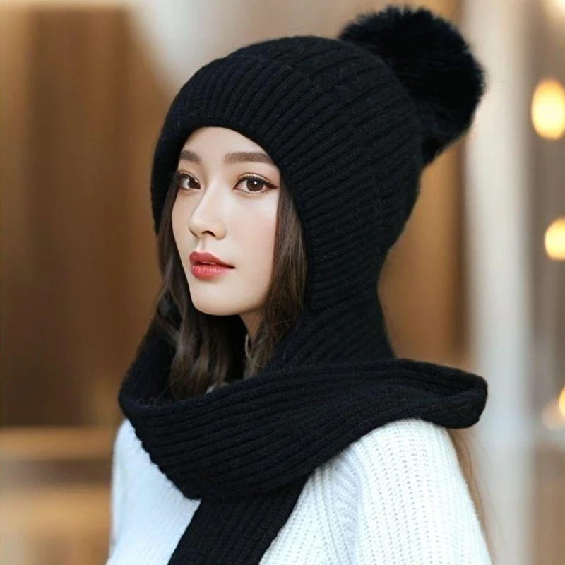 

Женская флисовая шапка с капюшоном и шарфом