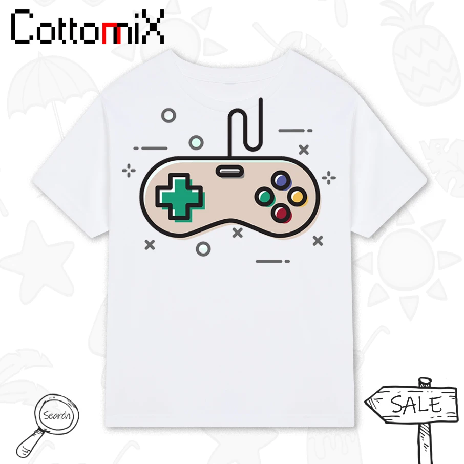 

Cottomix 100 Cotton Adults Graphic Clothe Tops T Shirt for Men Women Tee Casual Summer Short Sleeve Direct Print Game Controller