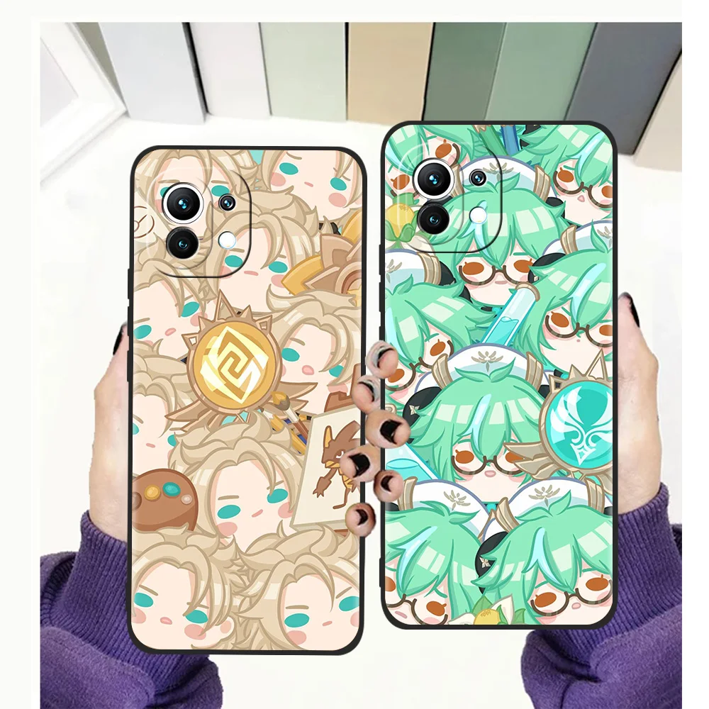 

Kawaii Genshin Impact Phone Case For Xiaomi 12 Pro Poco X3 X4 NFC M3 F3 Mi 11 Ultra Note 10 Lite 11T 10T Pro 5G 9T Soft Cover