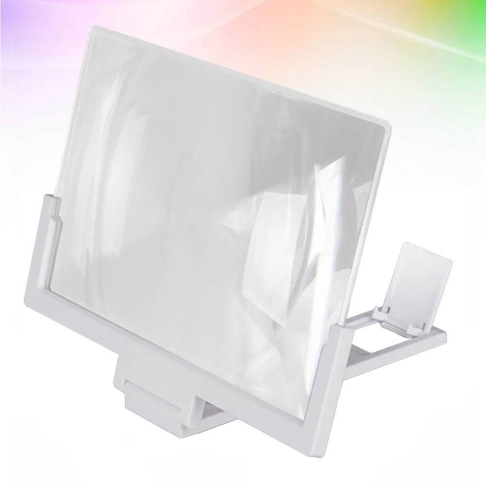 

8-14 Inches Phone Screen Magnifier 3d Video Amplifier Pulling Type Magnifier Folding Rack for Home Office (White)