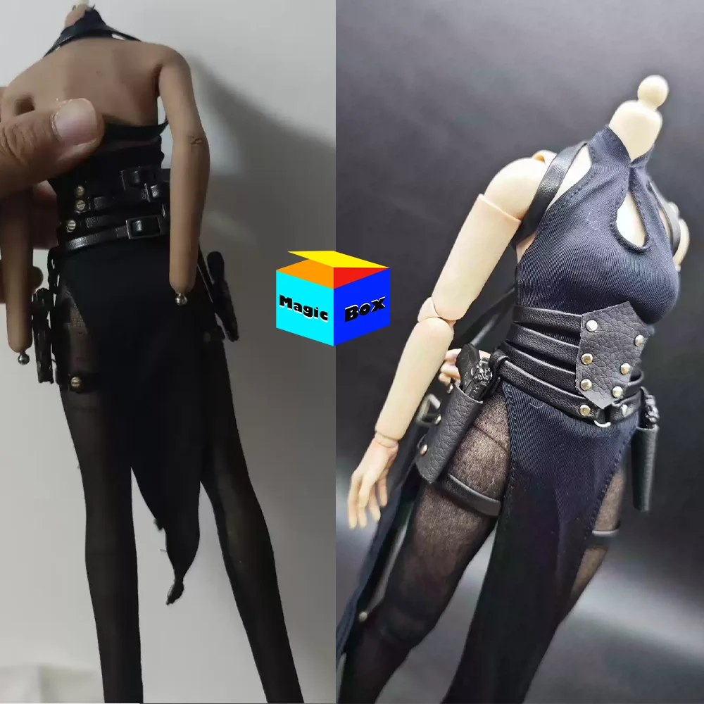 

1/6 Female Soldier Phoenix Assassin Suit Tights High Neck Off Shoulder Jumpsuit Silk Stockings Dress Fit 12in Action Figure Body