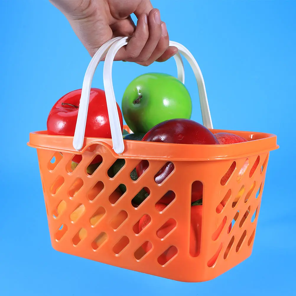 

Basket Shopping Kids Toy Grocery Play Baskets Mini Pretend Storagehandletoys Cart Organizereaster Portableminiature Fruit