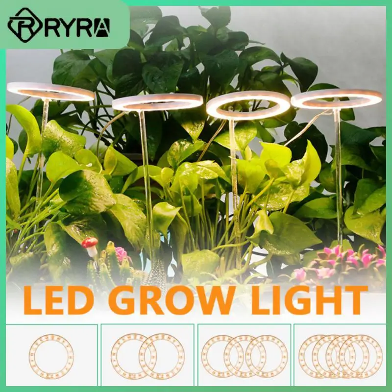 1pcs Growth Light Usb Charging Dc5v Led Grow Lamp Angel Ring Full Spectrum Plant Lamp For Indoor Plant Seedlings Portable