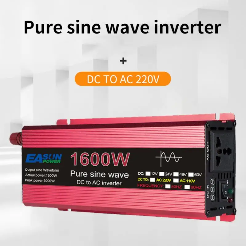 

3000W Pure Sine Wave Power Inverter DC 12v 24v To AC 220V For Solar System Solar Panel Car Home Outdoor RV Camping Wave Power