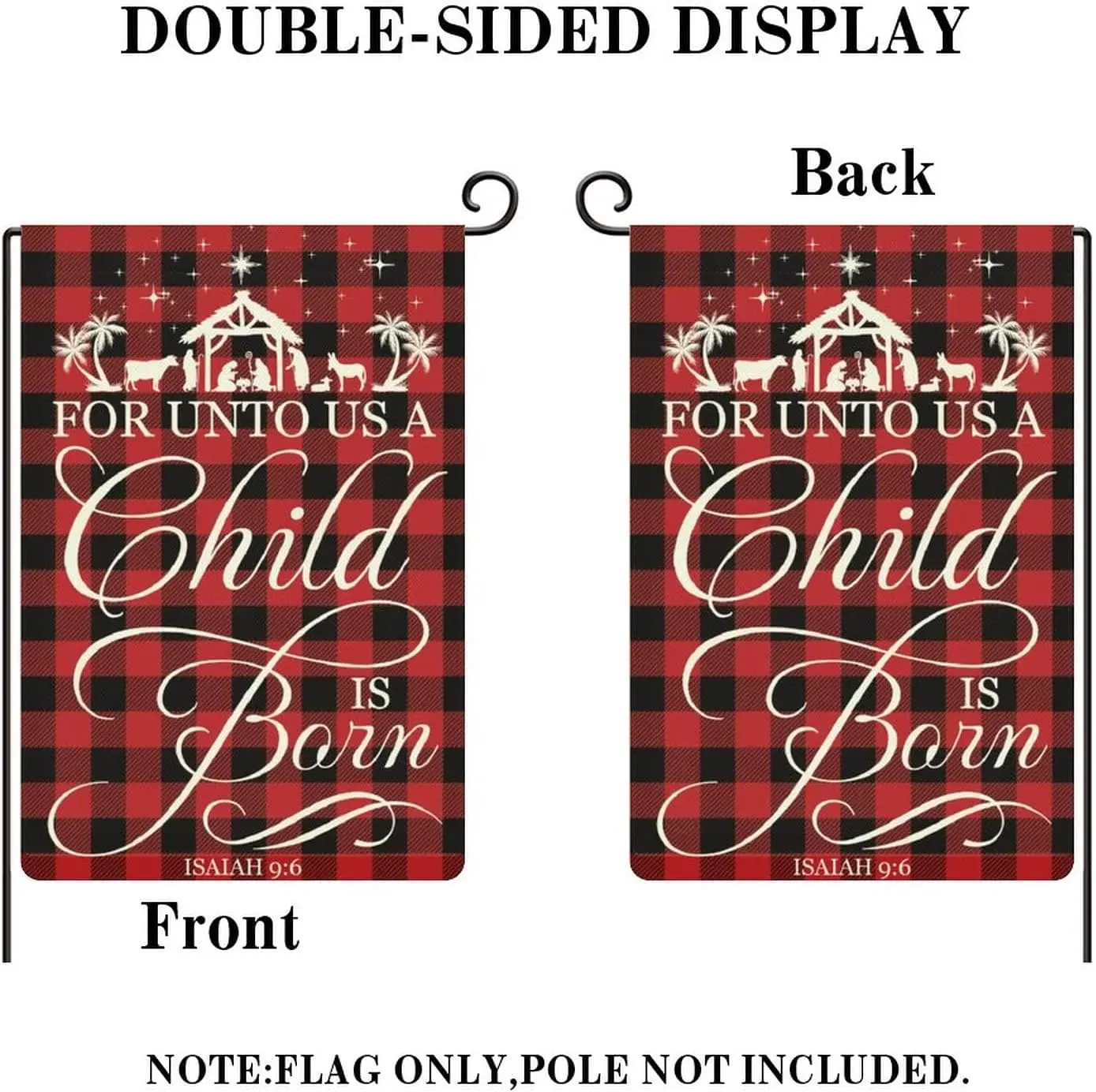 Garden Flag for Unto Us A Child Is Born Isaiah 9:6 Decorative Christmas Nativity Scene Vertical Double Side Decor Yard