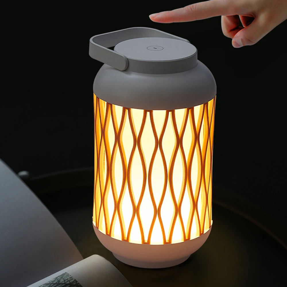 

Chinese Design Portable Wood Grain 3w Candle Lantern Lamp LED Night Bedroom Home Lighting Rechargeable Dimmable with USB Charge