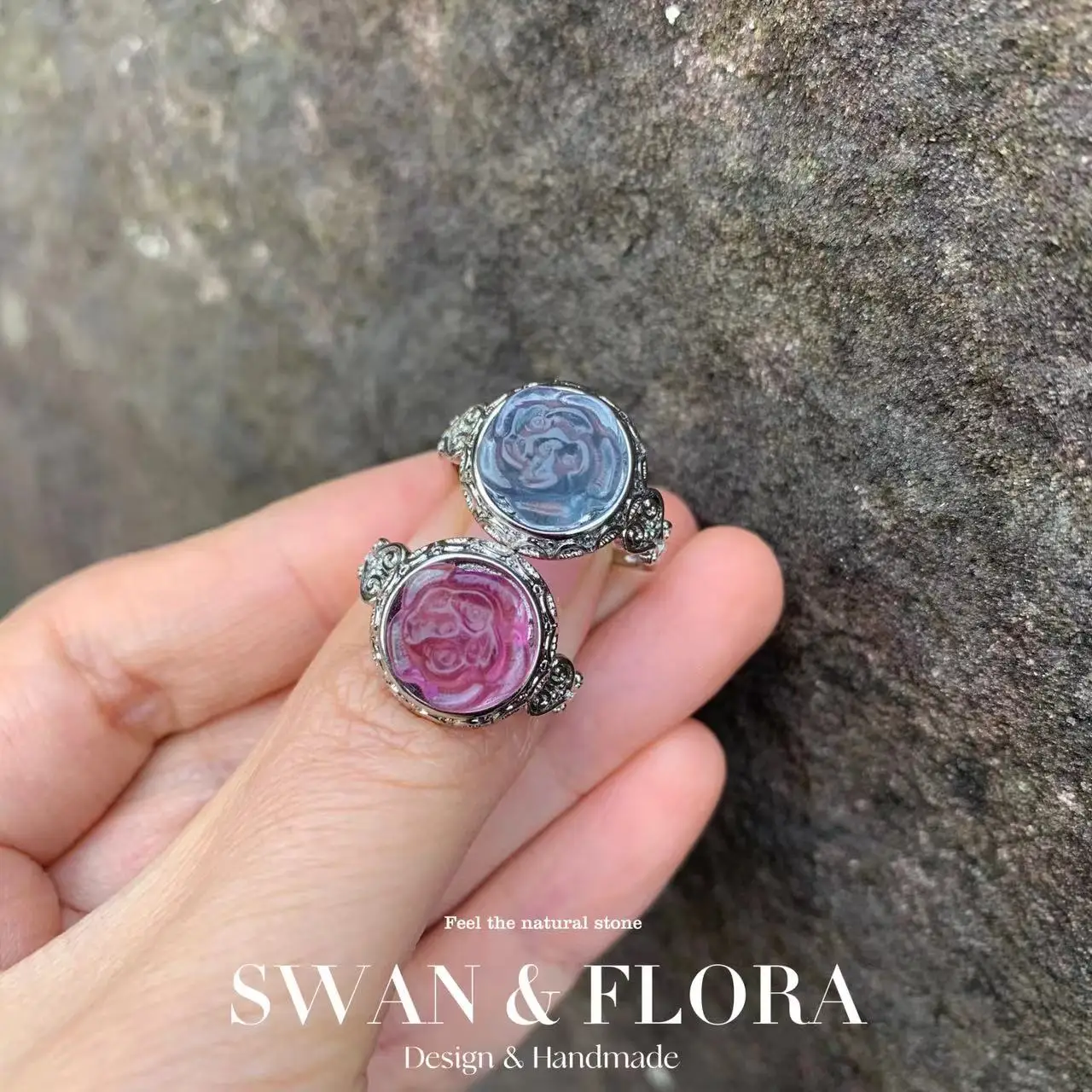 Женское кольцо из натурального флюорита