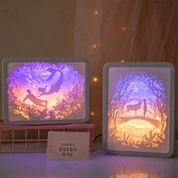 3d paper carving light planet prince castle alice in wonderland mirror diy led night light for kids children birthday gift
