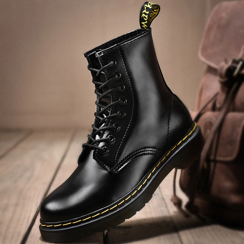 

Classic British Style Men's Boots Fashion Men Shoes Lace-up Thick Bottom Male Waterproof Warm Boots Man Casual Motorcycle Shoes