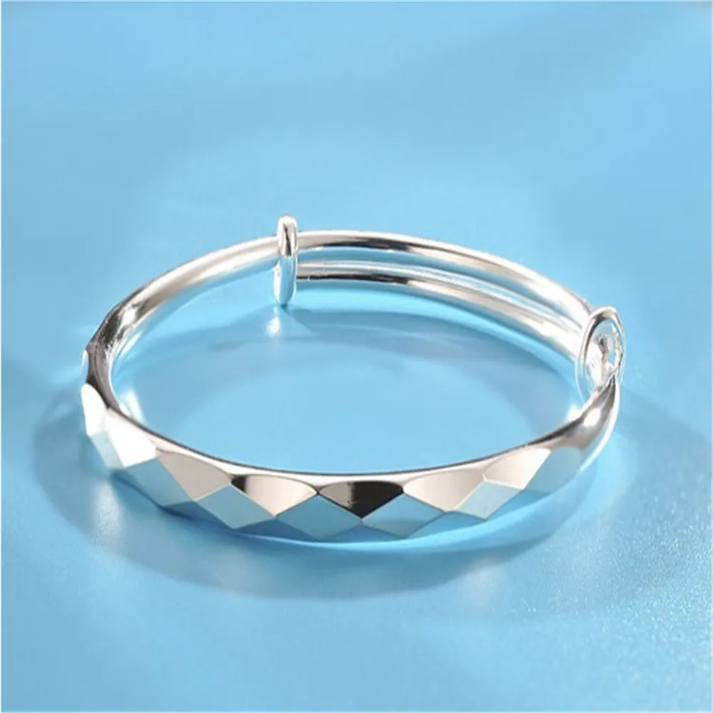 

S925 Sterling Silver Jewelry Diamond Push Pull Round Stick Women's Bracelet, Fashion Simple Solid Engagement Bracelet Gift