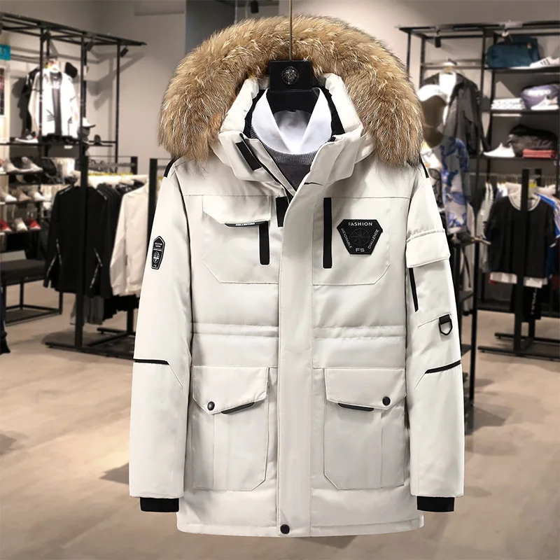 

Down jacket trendy men's white duck down couple winter outdoor thickened Korean version running men's same style slim fit