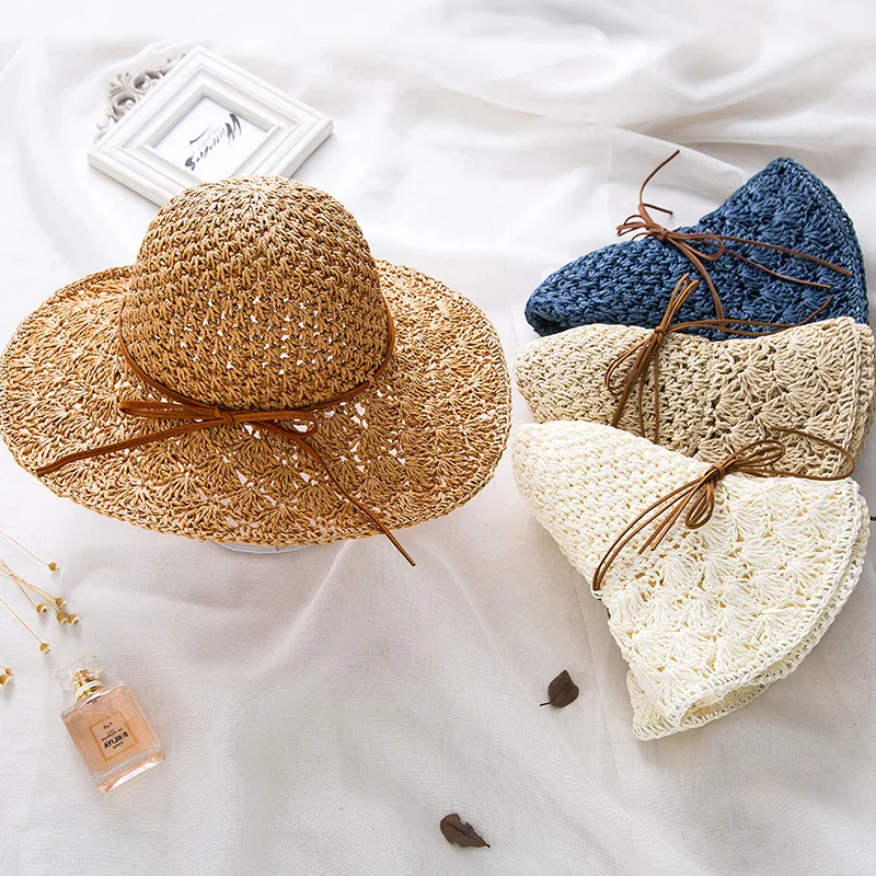 

Sun Hat Women summer Sun Protection Hats Sunscreen Foldable Straw Cap Travel Holiday Sun Cap Straw Hat Beach Hat Seaside Caps