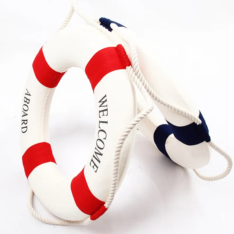

Nautical Style Welcome Decorative Red Blue Life Buoy Home Marine Beach Wall Decoration Life Buoy Crafts Living Room Decoration