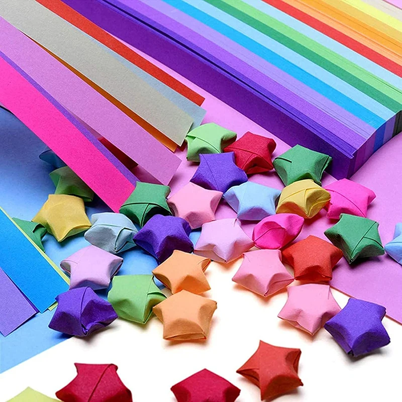 

540 Sheets Origami Stars Paper Strips Double Sided Lucky Colorful Star 27 Colors Folding Paper DIY for Arts Crafting Home Decor