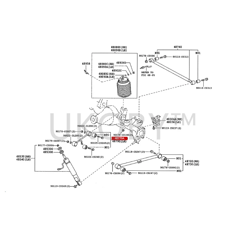 4871060160 4879060010 4877060010 To yo ta Prado 4Runner Land Cruiser Right rear upper control arm assembly