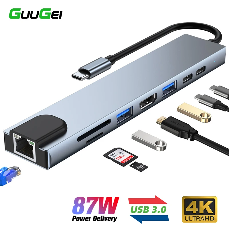 

Usb-концентратор 8 в 1, с 4/5/8 портами, Usb 3,0, Type-C