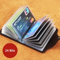 24 bits card slots card holder case pu leather function business creadit card holder cover men women id passport card bag wallet