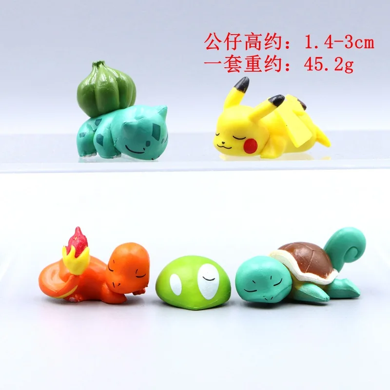 5 шт./компл. Pokemon Kawaii Спящая фигурка Пикачу Бульбазавр Забавные игрушки