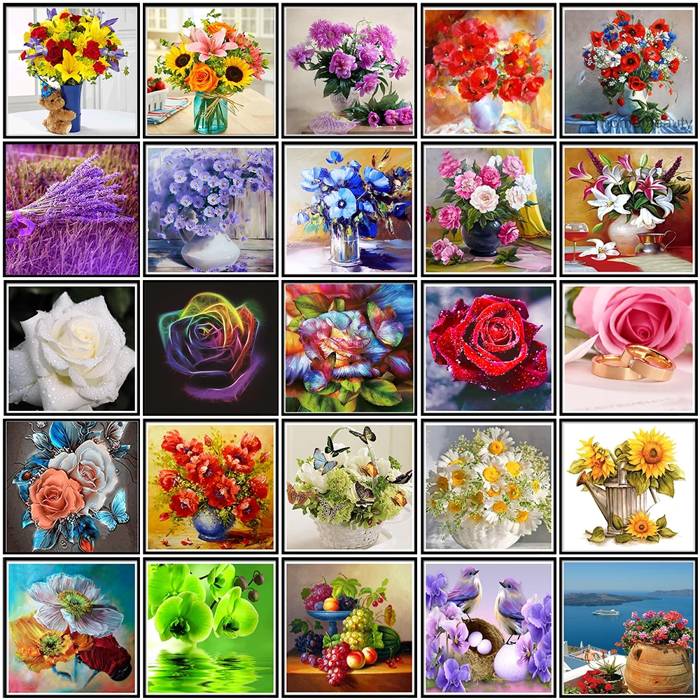 

5D DIY Diamond Painting Flower Arrangement Vase Cross Stitch Diamond Mosaic Flower Basket Diamond Embroidery Indoor Wall Decorat