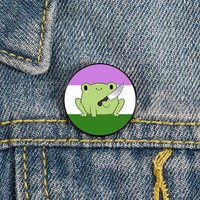 genderqueer pride frog knife pin custom brooches shirt lapel teacher bag backpacks badge cartoon gift brooches pins for women