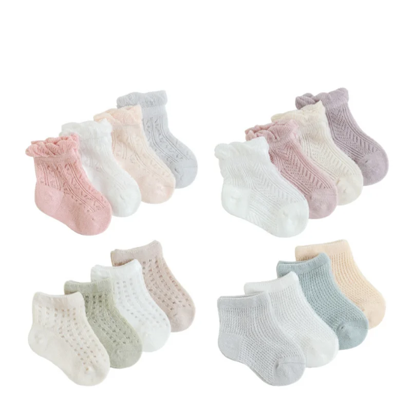 

4Pair/lot New children's socks summer ultra-thin boys and girls baby foot socks