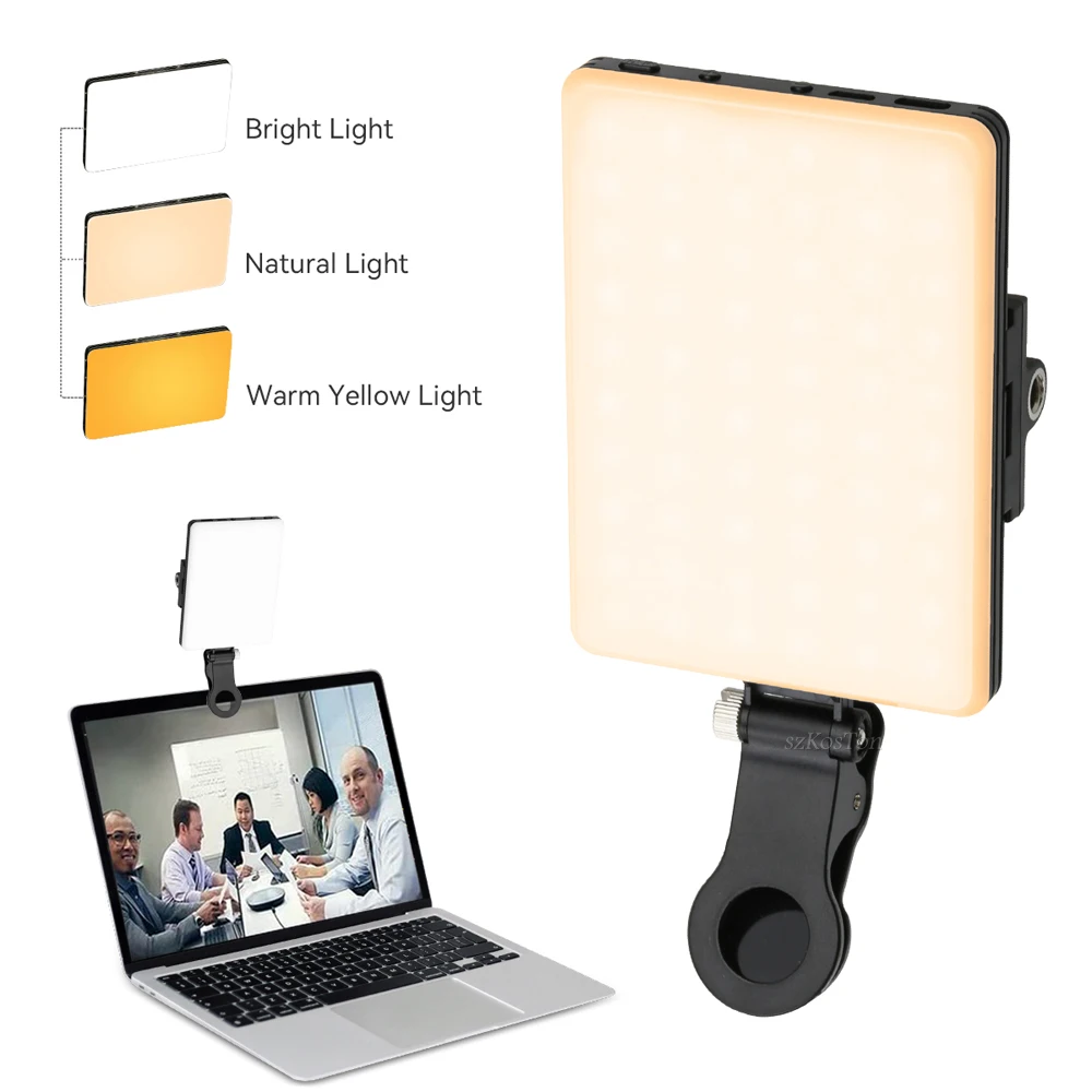 

Conference Fill Light Lamp Mini Led Video Light with Stable Clip Clamp Mount for Ipad Macbook Laptop Computer Mobile Phone 5600K