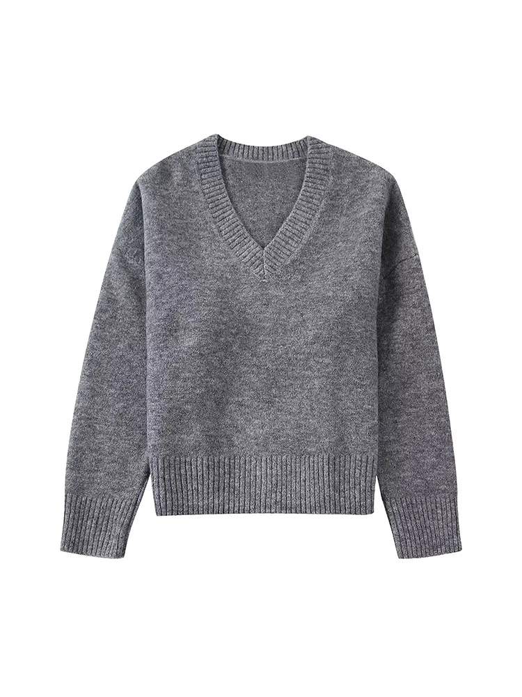 

BM&MD&ZA 2142109 Women 2022 Autumn Fashion soft texture Knitted Sweater Vintage Long Sleeve Female Pullovers Chic Tops 2142/109