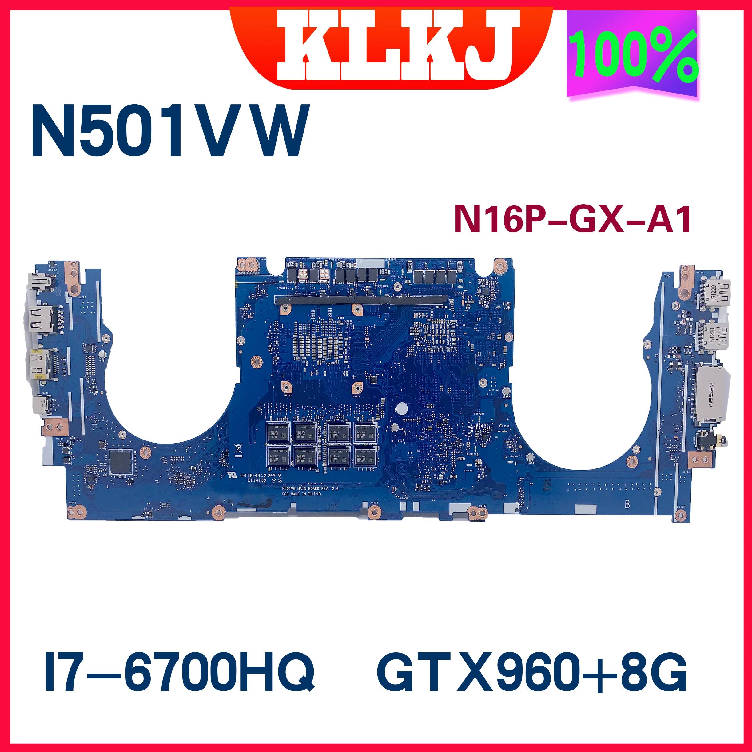 

Материнская плата для ноутбука Dinzi N501VW для ASUS ROG N501V G501VW UX501VW материнская плата для ноутбука GTX960M 8 ГБ ОЗУ 100% протестированная работа