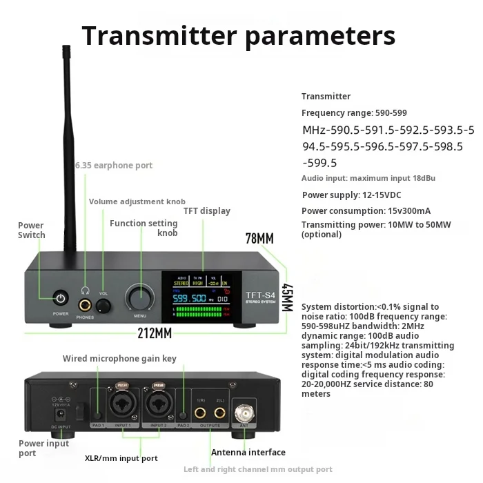 Фото 590-599 МГц стерео IEM UHF Stage DJ беспроводная система мониторинга ушей с беспроводными наушниками для сценического студийного звука №5
