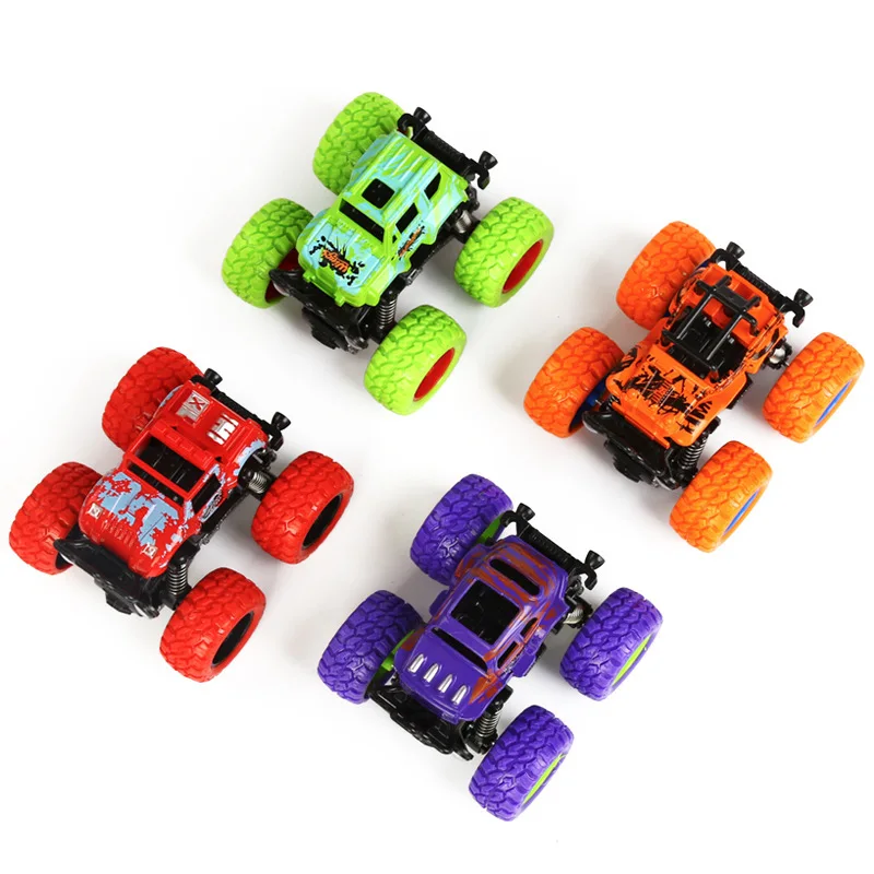 Q Version Alloy Car Inertia Four-wheel Car Drive Big Foot Off-road Vehicle Pull Back Toys for Kids 2 To 4 Years Display Gifts