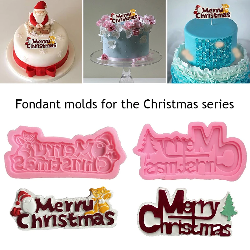 

Merry Christmas Alphabet Silicone Mold DIY Cake Decorating Baking Tools Fudge Cookie Chocolate Molds Clay Plaster Tabletop Decor