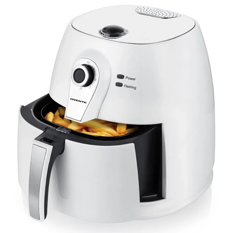 

OVENTE Air Fryer 3.2 QT, 1400W with Adjustable Temperature Knob, Auto Shut-Off and Dishwasher