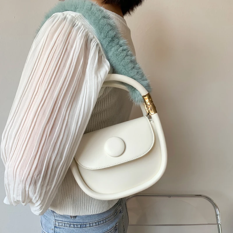 Crossboby Bag With Imported Mink Fur Bag Shoulder Strap Fur Fur Hand Strap Underarm Chain Bag Accessories Plush Wdie Strap