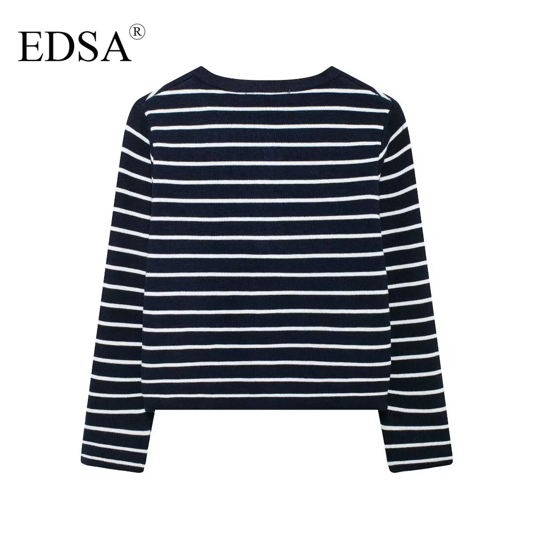 EDSA Женское Трикотажное Платье В Полоску Комплект Из 2 Предметов Кардиган С