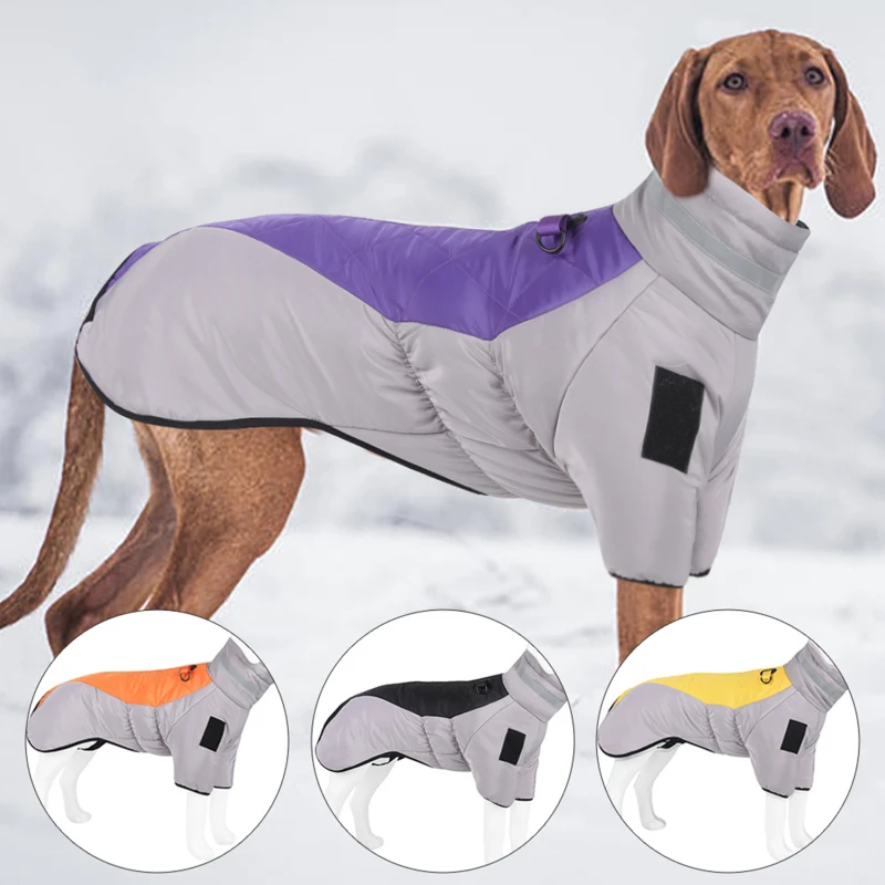 

Winter Large Dog Clothes Waterproof Big Dog Jacket Vest With High Collar Warm Pet Dog Coat Clothing For French Bulldog Greyhound