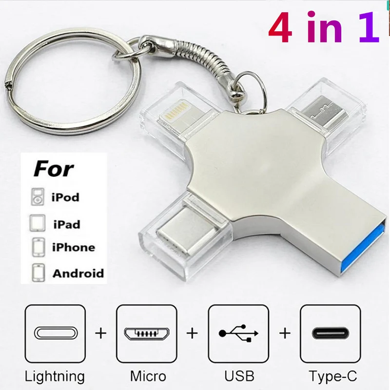 4 In 1 Type-C Otg Usb Flash Drive 2Tb 3.0 Pendrive 1Tb Usb Stick 256Gb Di Memoria Per Iphone Android Pc 512 Gb