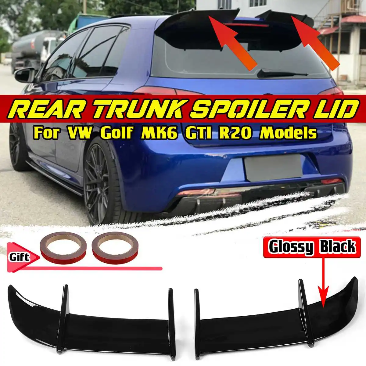 2шт автомобильный задний спойлер для багажника VW Volkswagen Golf MK6 GTI R20 модели AK стиль.