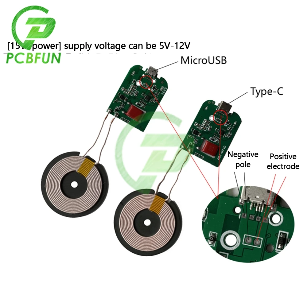 TYPE-C 5V 9V 5W-10W 15W MICRO-USB передатчик PCBA печатная плата катушка стандарт Qi Беспроводная