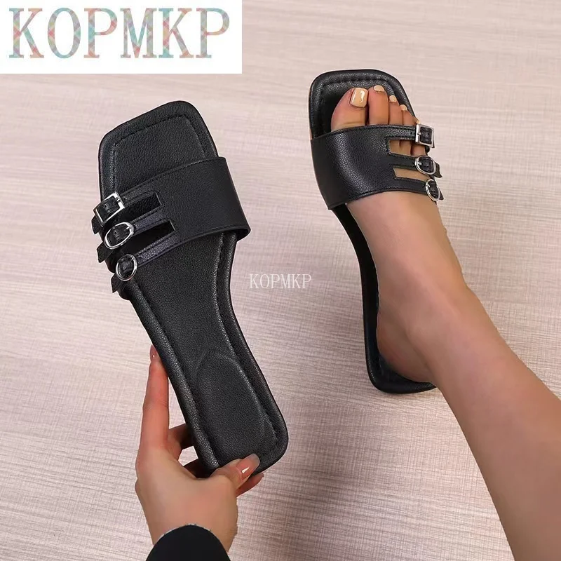 

2022 Women Sandals Gladiator Flats Sandals Slippers Sexy Summer Women Peep Toe Women Sandalias Buckle Outdoors Shoes 36-43